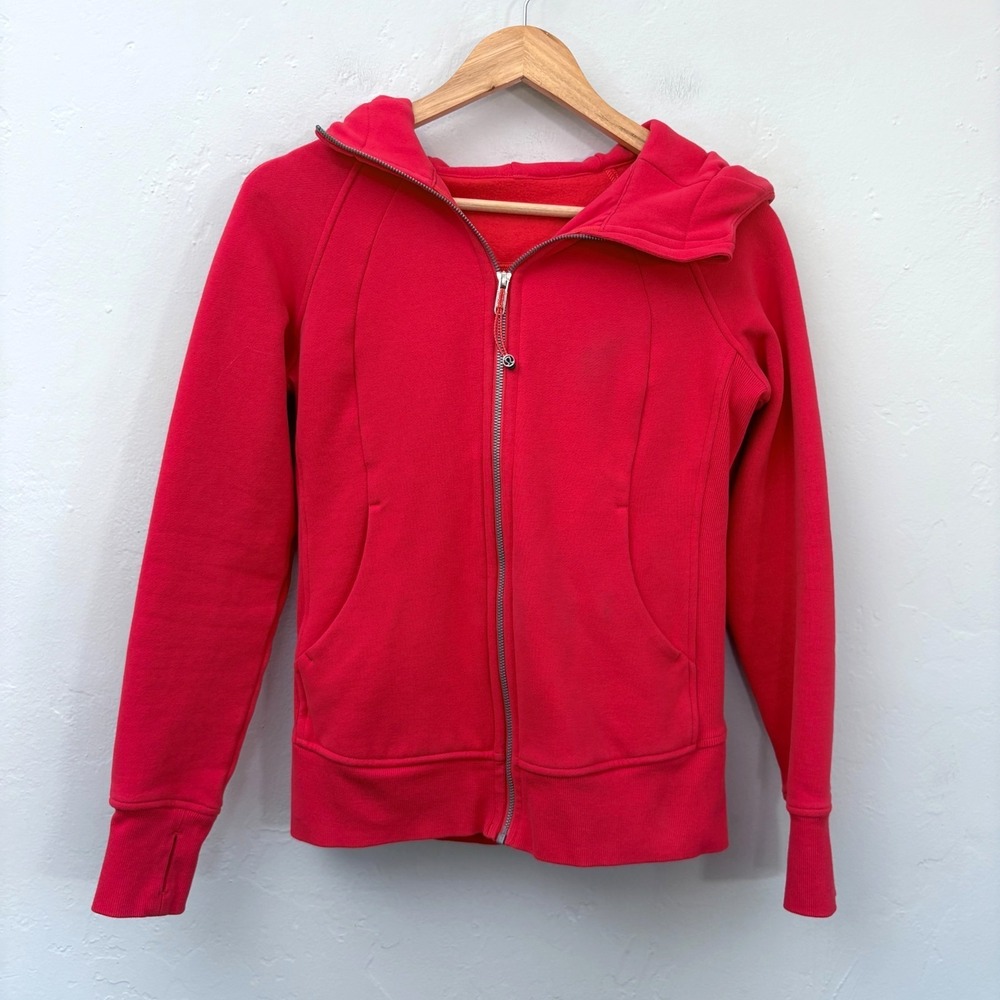 Lululemon Scuba Hoodie Women Size 6 Coral Pink Pullover Full Zip